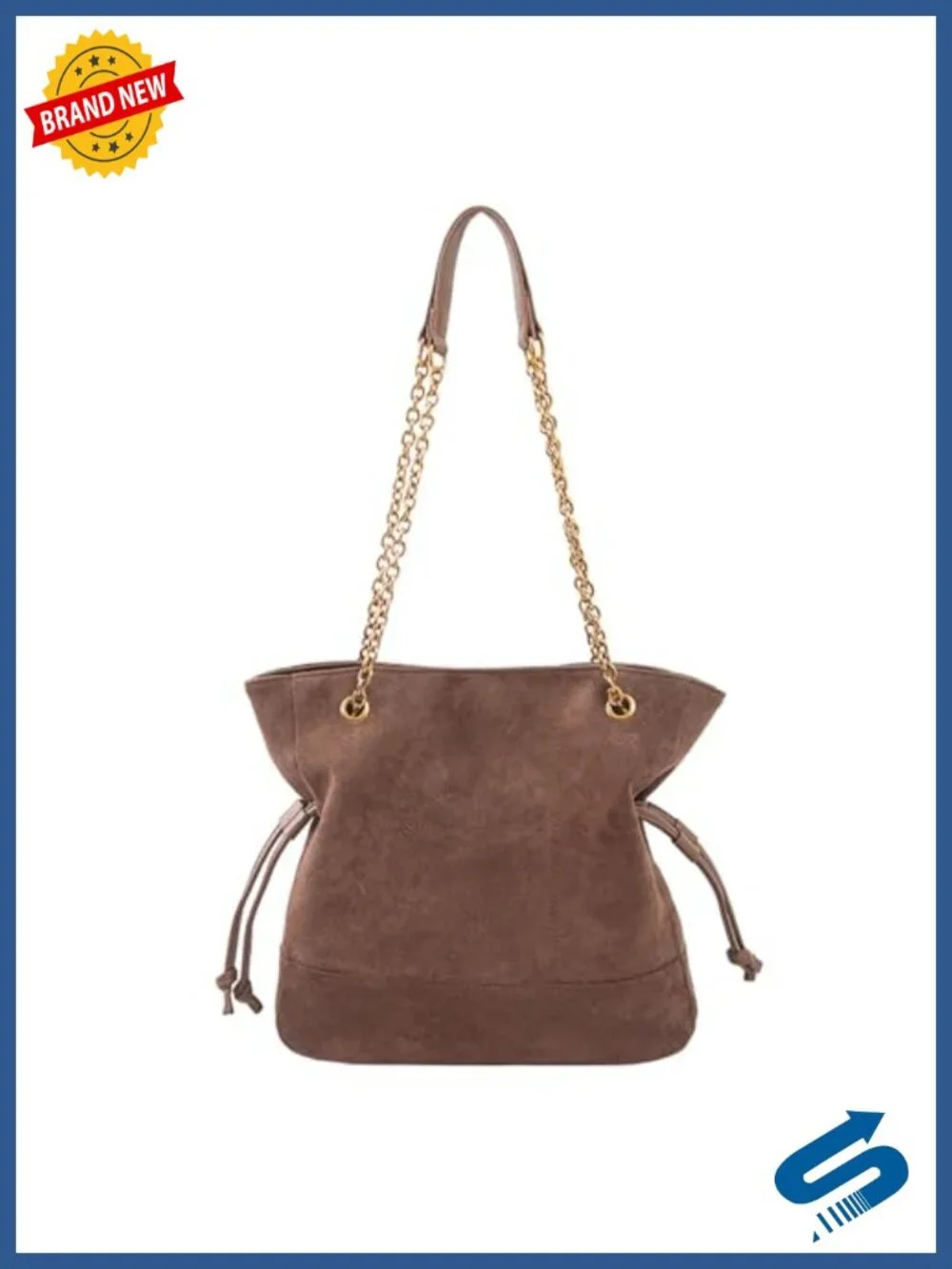 Faux Suede Hobo Shoulder Bag Tote with Chain Strap
